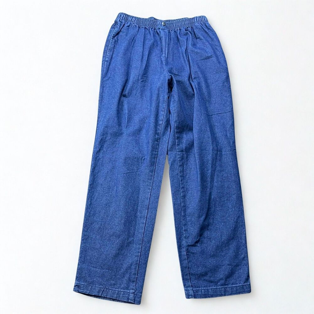 Woman Within Jeans Women 16W Straight Elastic Waist Blue High Rise Pull On NWT